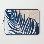 Palm tree, coastal watercolor, pink navy Laptop Sleeve Gallery Image 1
