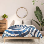 Palm tree, coastal watercolor, pink navy Comforter Gallery Image 3