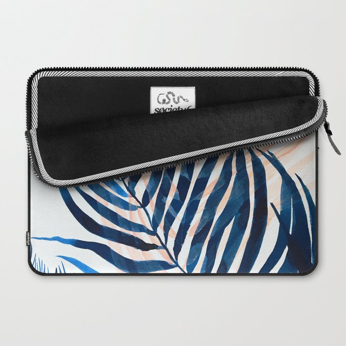 Palm tree, coastal watercolor, pink navy Laptop Sleeve Gallery Image 2