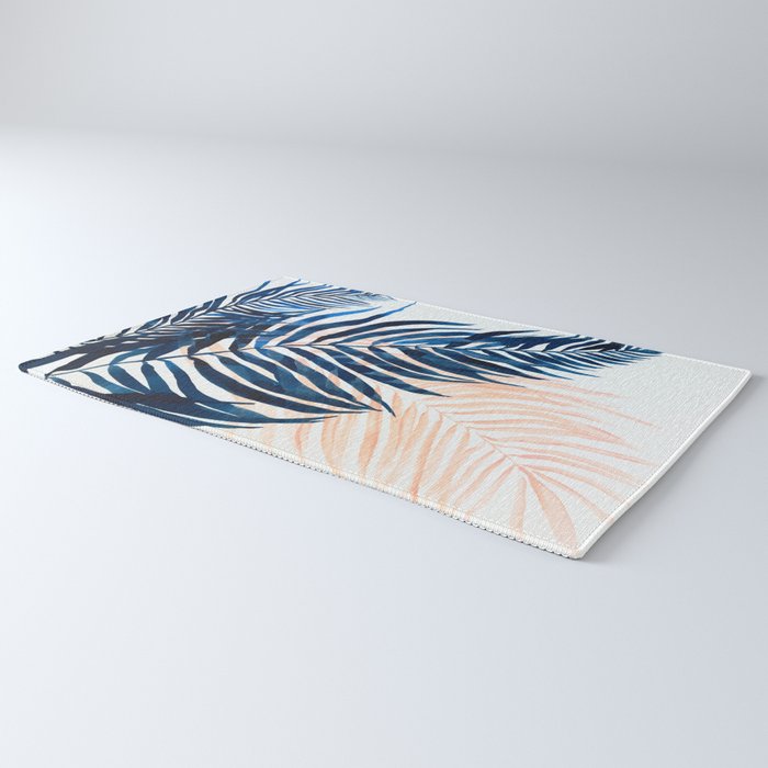 Palm tree, coastal watercolor, pink navy Rug Gallery Image 3