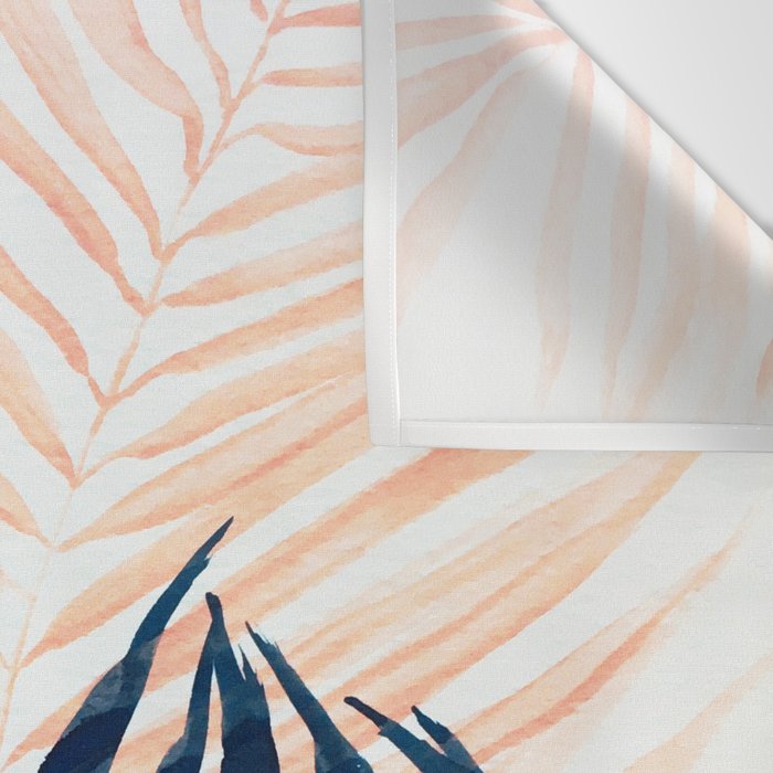 Palm tree, coastal watercolor, pink navy Wall Tapestry Gallery Image 3