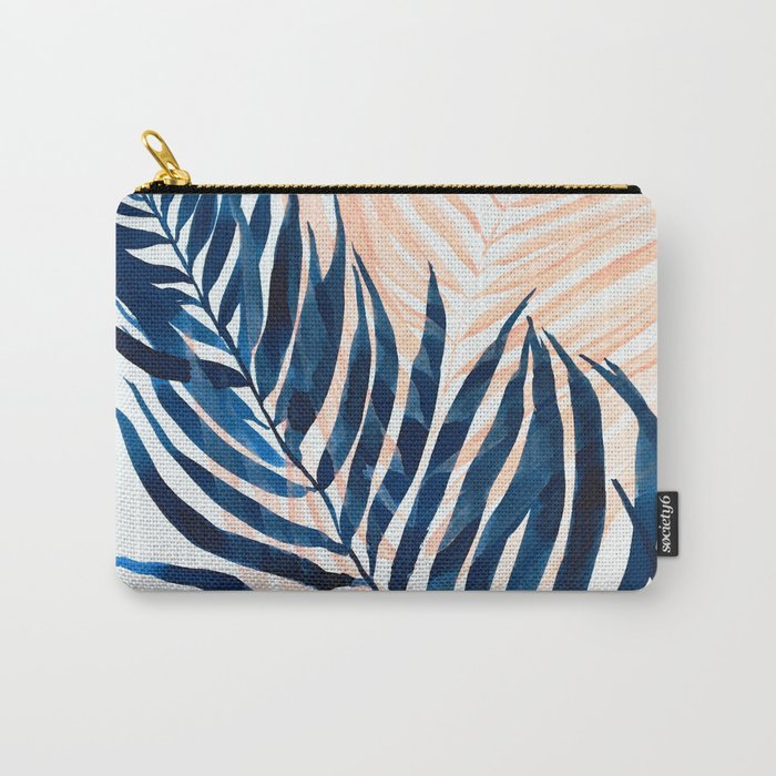 Palm tree, coastal watercolor, pink navy Carry All Pouch Gallery Image 1
