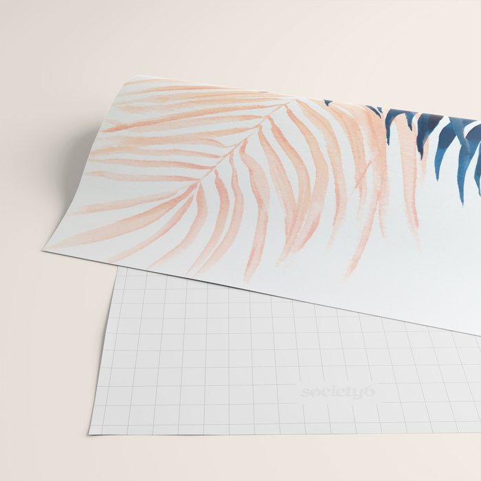 Palm tree, coastal watercolor, pink navy Wrapping Paper Gallery Image 2