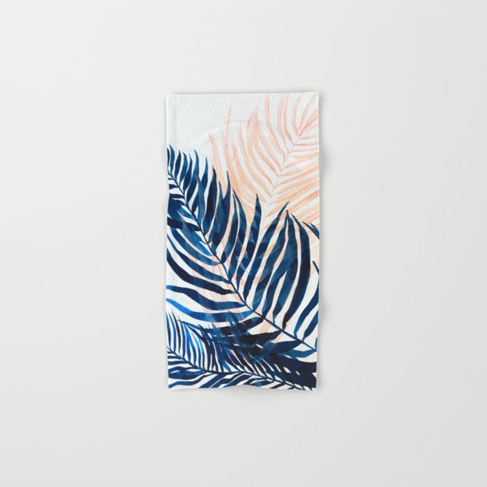 Palm tree, coastal watercolor, pink navy Bath Towel Gallery Image 1