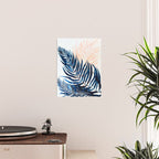 Palm tree, coastal watercolor, pink navy Poster Gallery Image 2