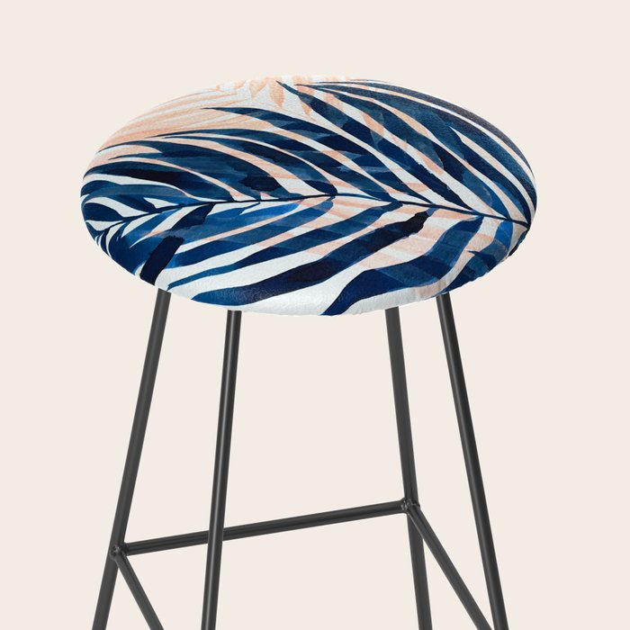 Palm tree, coastal watercolor, pink navy Stool Gallery Image 2