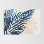 Palm tree, coastal watercolor, pink navy Rug Gallery Image 2