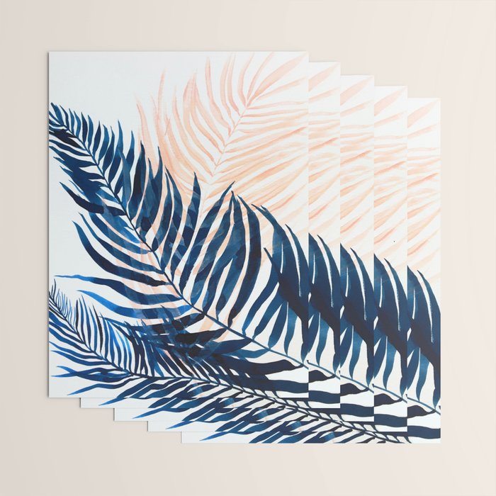 Palm tree, coastal watercolor, pink navy Wrapping Paper Gallery Image 3