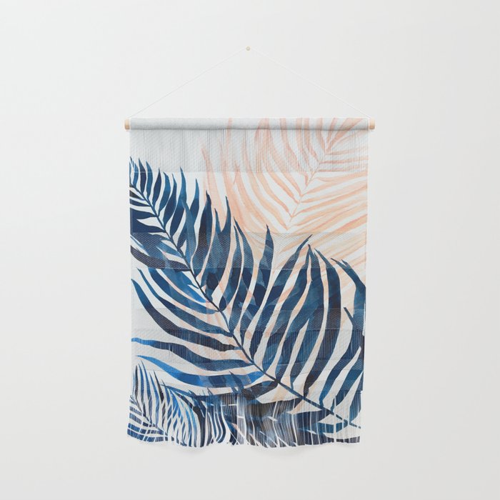 Palm tree, coastal watercolor, pink navy Wall Hanging Gallery Image 1