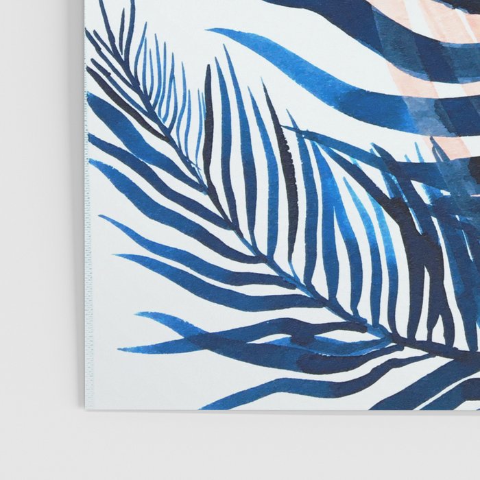 Palm tree, coastal watercolor, pink navy Poster Gallery Image 3
