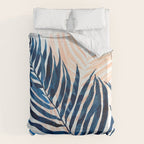 Palm tree, coastal watercolor, pink navy Duvet Cover Gallery Image 6