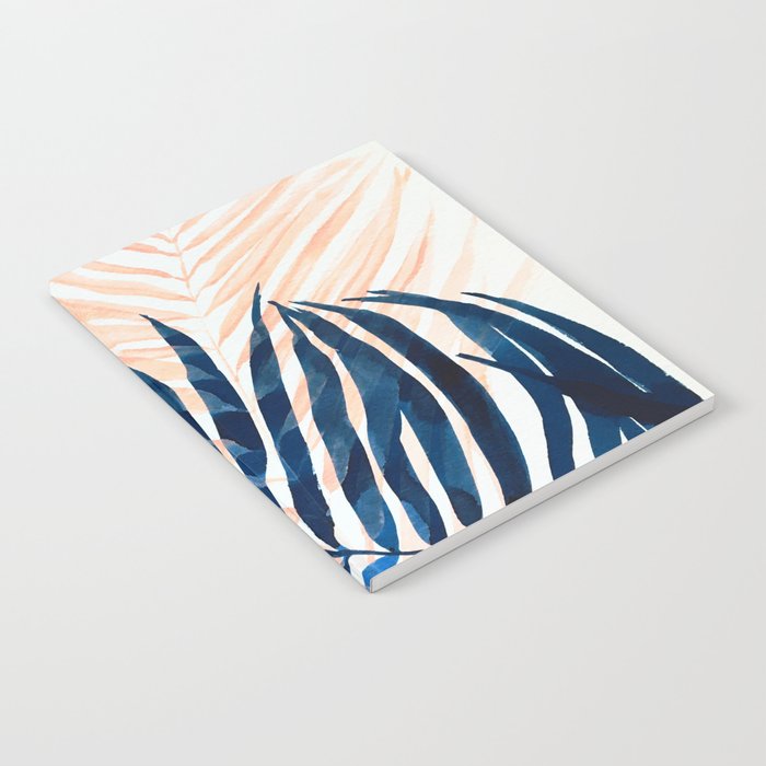 Palm tree, coastal watercolor, pink navy Notebook Gallery Image 1