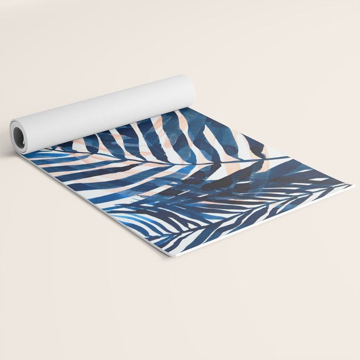 Palm tree, coastal watercolor, pink navy Yoga Mat Gallery Image 2