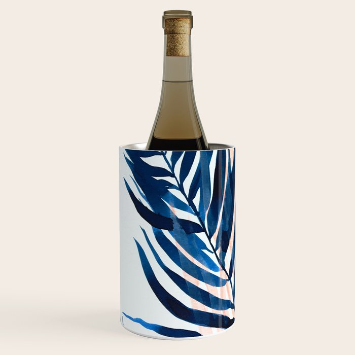 Palm tree, coastal watercolor, pink navy Wine Chiller Gallery Image 2