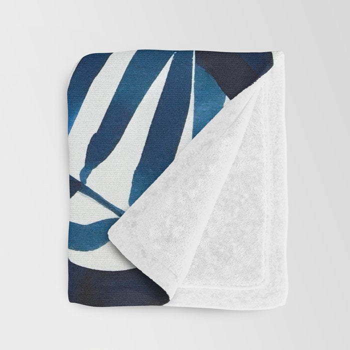 Palm tree, coastal watercolor, pink navy Throw Blanket Gallery Image 3