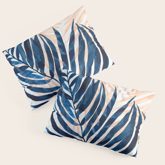 Palm tree, coastal watercolor, pink navy Pillow Sham Gallery Image 3