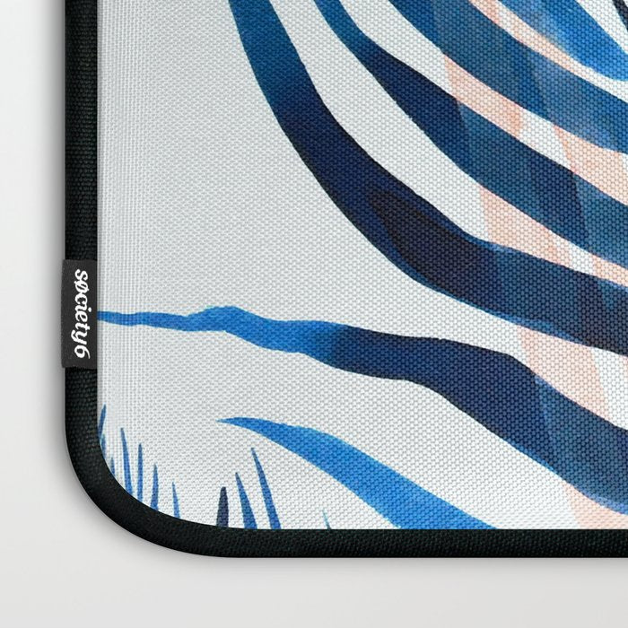 Palm tree, coastal watercolor, pink navy Laptop Sleeve Gallery Image 3