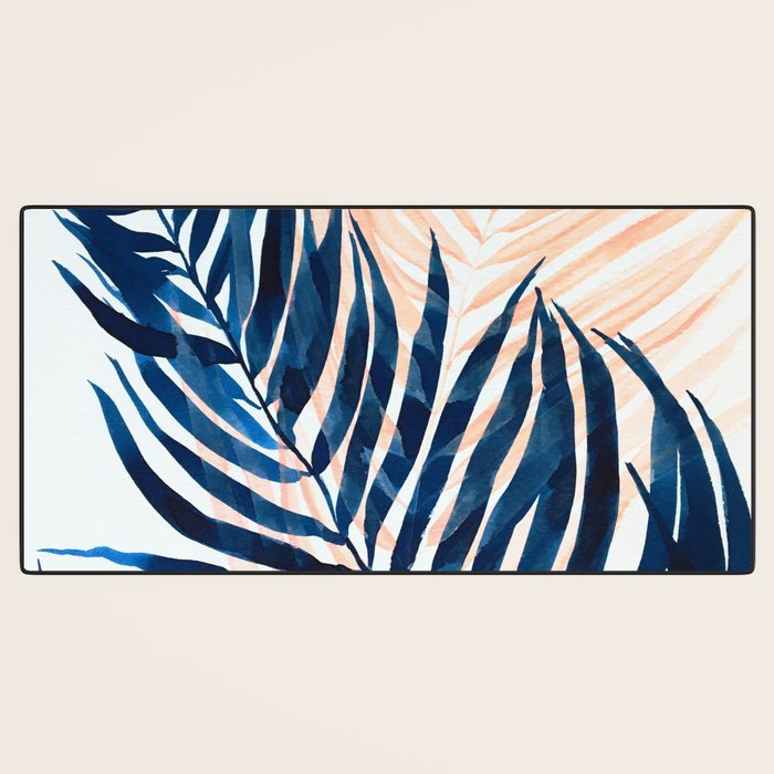 Palm tree, coastal watercolor, pink navy Desk Mat Gallery Image 3