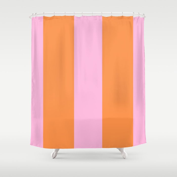 Orange and Pink Stripes  Shower Curtain Gallery Image 1