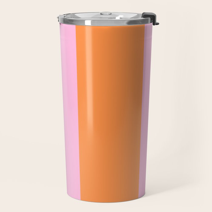 Orange and Pink Stripes  Travel Mug Gallery Image 2