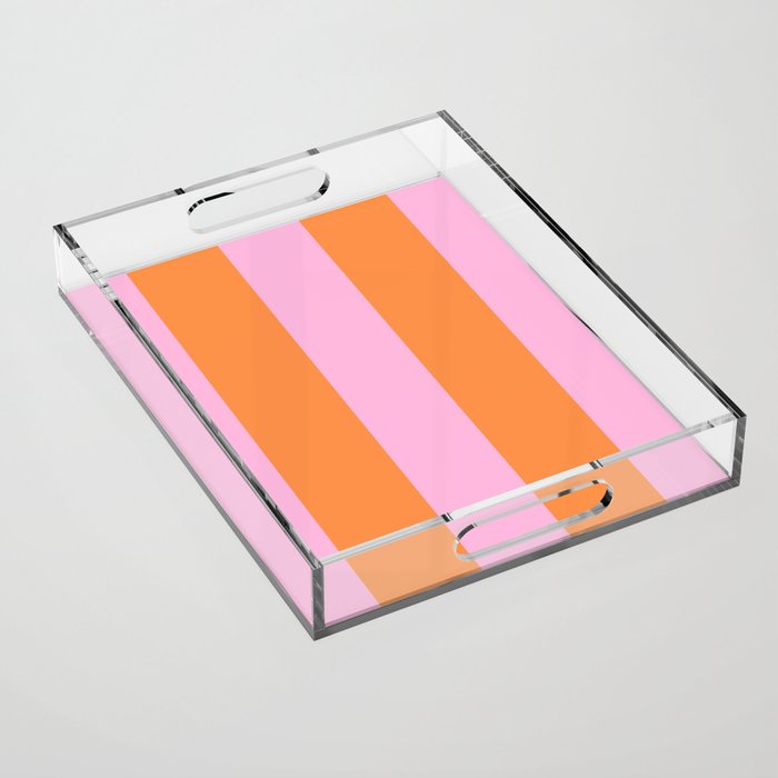 Orange and Pink Stripes  Acrylic Tray Gallery Image 1