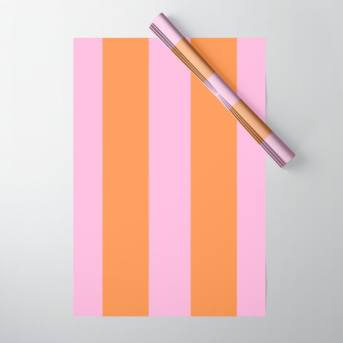 Orange and Pink Stripes  Wrapping Paper Gallery Image 1