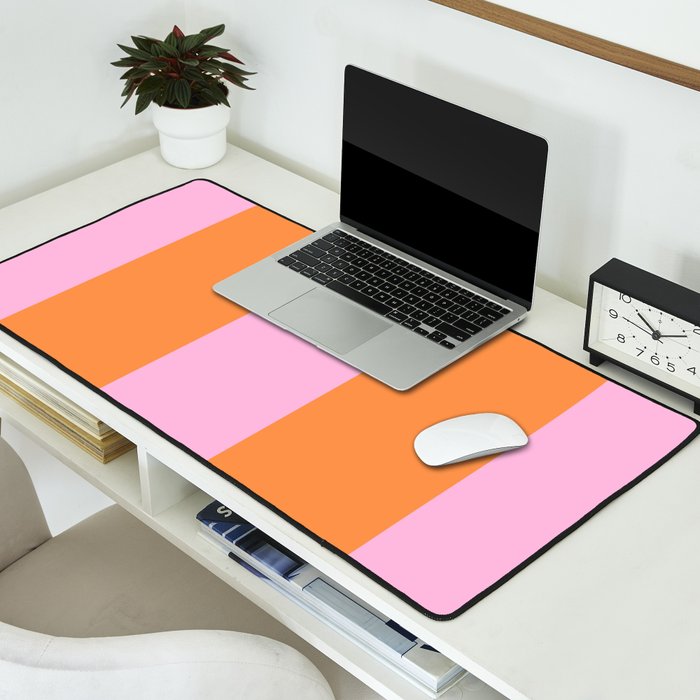 Orange and Pink Stripes  Desk Mat Gallery Image 2