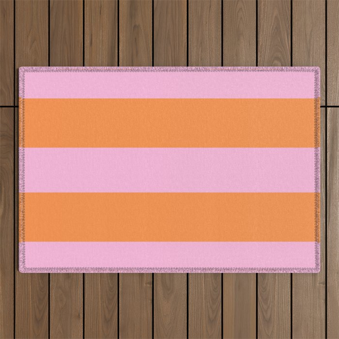 Orange and Pink Stripes  Outdoor Rug Gallery Image 1