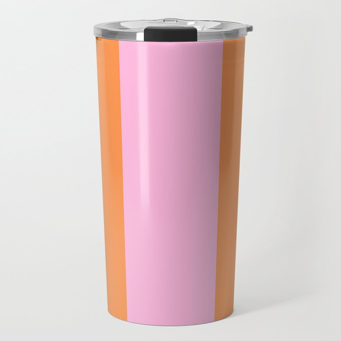 Orange and Pink Stripes  Travel Mug Gallery Image 1
