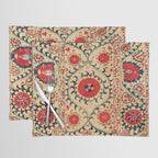 Samarkand Suzani Bokhara Uzbekistan Floral Embroidery Print Placemat Gallery Image 1