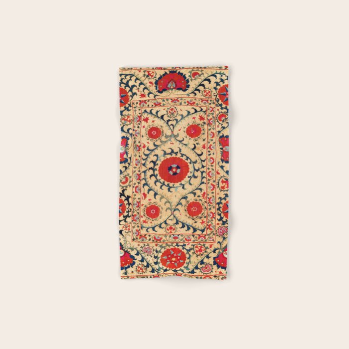 Samarkand Suzani Bokhara Uzbekistan Floral Embroidery Print Bath Towel Gallery Image 1