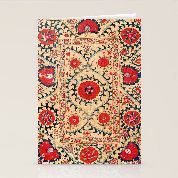 Samarkand Suzani Bokhara Uzbekistan Floral Embroidery Print Stationery Card Gallery Image 1