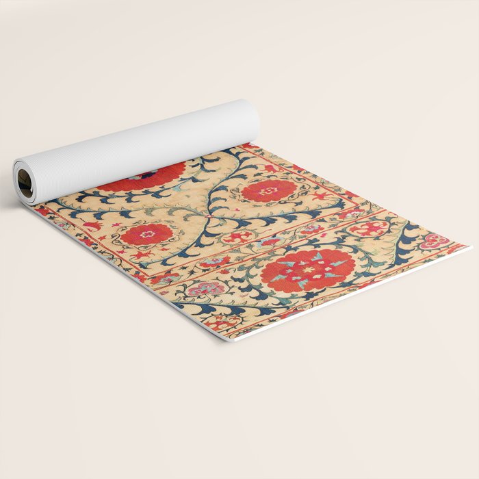 Samarkand Suzani Bokhara Uzbekistan Floral Embroidery Print Yoga Mat Gallery Image 2
