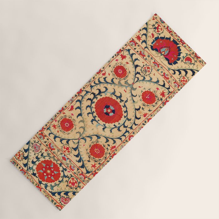 Samarkand Suzani Bokhara Uzbekistan Floral Embroidery Print Yoga Mat Gallery Image 1