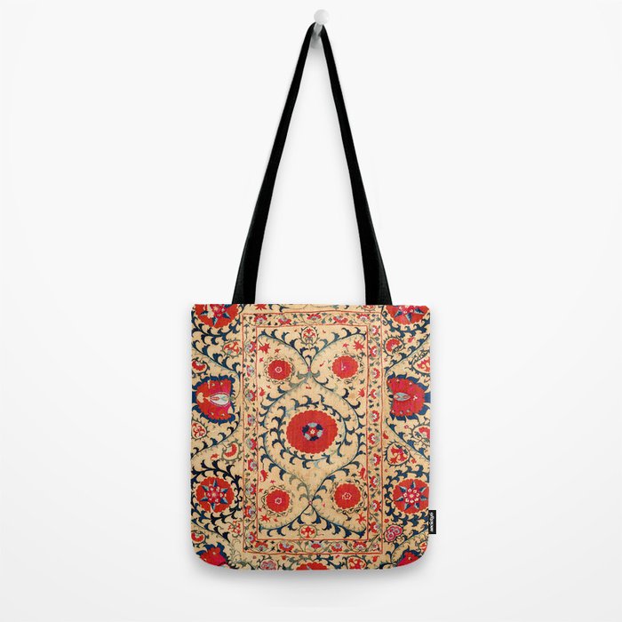 Samarkand Suzani Bokhara Uzbekistan Floral Embroidery Print Tote Bag Gallery Image 2