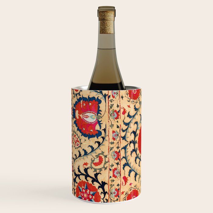 Samarkand Suzani Bokhara Uzbekistan Floral Embroidery Print Wine Chiller Gallery Image 2