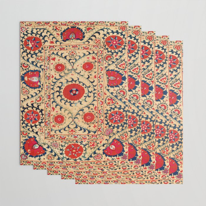 Samarkand Suzani Bokhara Uzbekistan Floral Embroidery Print Wrapping Paper Gallery Image 3