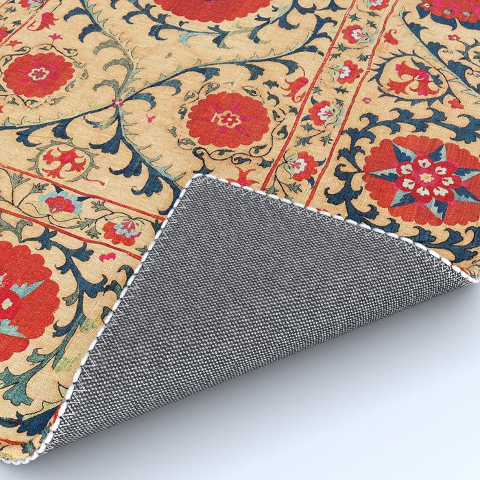 Samarkand Suzani Bokhara Uzbekistan Floral Embroidery Print Rug Gallery Image 4