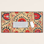 Samarkand Suzani Bokhara Uzbekistan Floral Embroidery Print Desk Mat Gallery Image 1