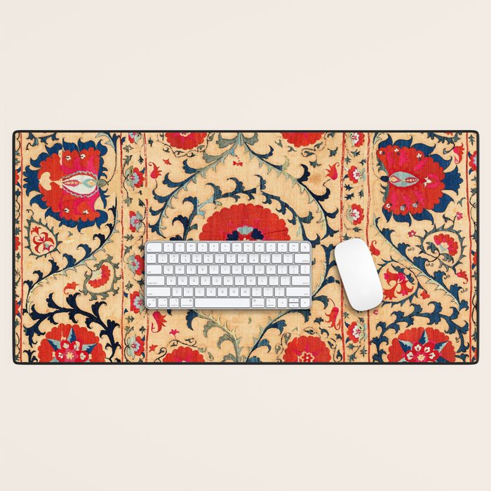 Samarkand Suzani Bokhara Uzbekistan Floral Embroidery Print Desk Mat Gallery Image 1