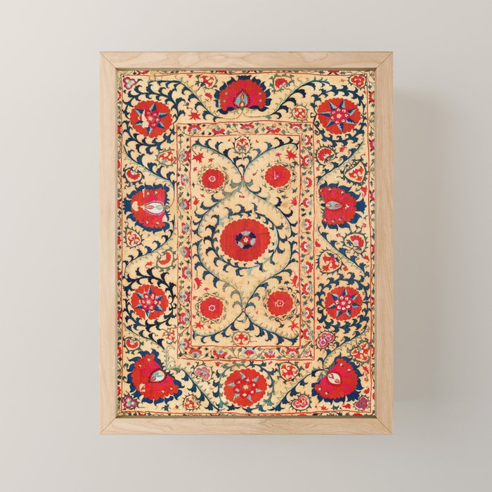 Samarkand Suzani Bokhara Uzbekistan Floral Embroidery Print Mini Art Print Gallery Image 1