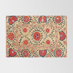 Samarkand Suzani Bokhara Uzbekistan Floral Embroidery Print Rug Gallery Image 2