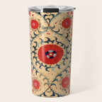 Samarkand Suzani Bokhara Uzbekistan Floral Embroidery Print Travel Mug Gallery Image 1