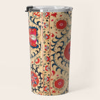 Samarkand Suzani Bokhara Uzbekistan Floral Embroidery Print Travel Mug Gallery Image 3