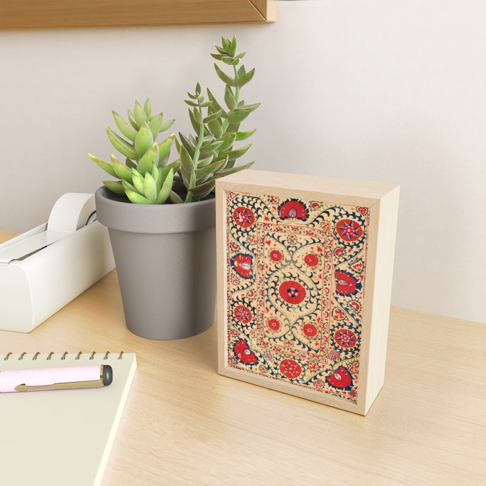 Samarkand Suzani Bokhara Uzbekistan Floral Embroidery Print Mini Art Print Gallery Image 2