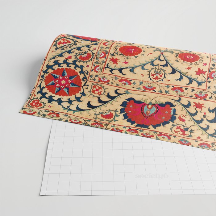 Samarkand Suzani Bokhara Uzbekistan Floral Embroidery Print Wrapping Paper Gallery Image 2