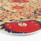 Samarkand Suzani Bokhara Uzbekistan Floral Embroidery Print Bath Mat Gallery Image 3