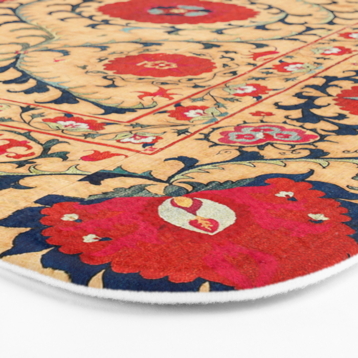 Samarkand Suzani Bokhara Uzbekistan Floral Embroidery Print Bath Mat Gallery Image 3