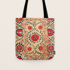 Samarkand Suzani Bokhara Uzbekistan Floral Embroidery Print Tote Bag Gallery Image 1