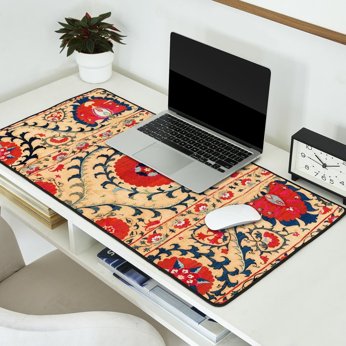 Samarkand Suzani Bokhara Uzbekistan Floral Embroidery Print Desk Mat Gallery Image 2